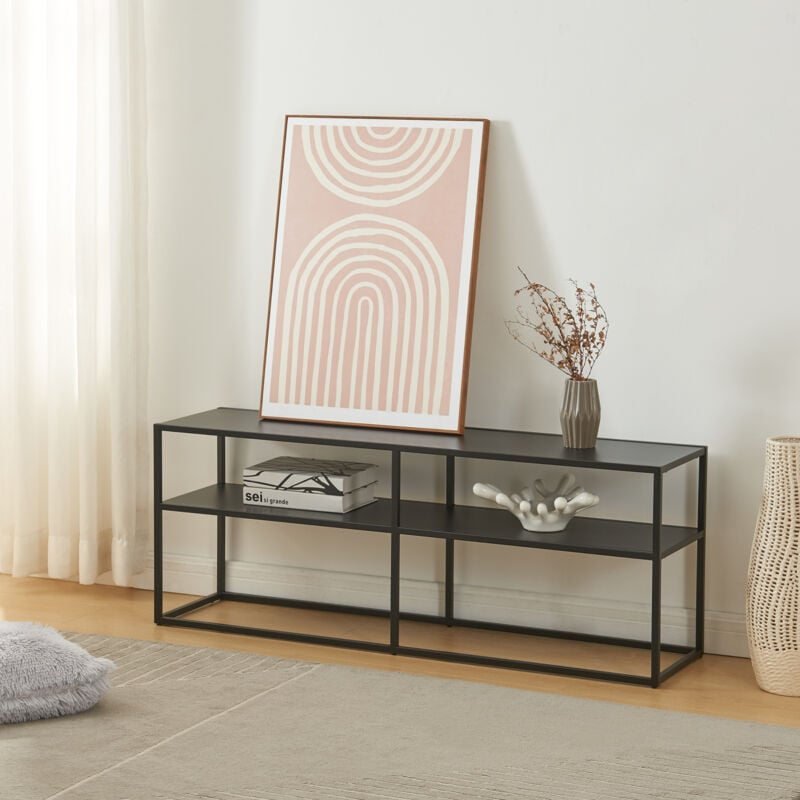 Meuble TV Solund acier 120 x 30 x 46 cm noir [en.casa]