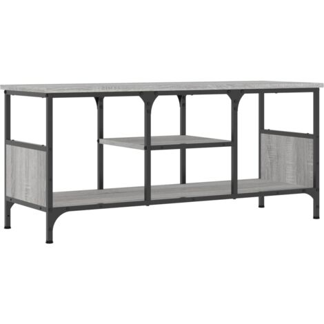 Meuble TV sonoma gris 100x35x45 bois d'ingénierie et fer
