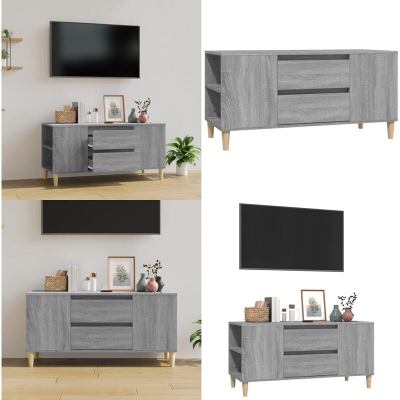 Vidaxl - Meuble tv Sonoma gris 102x44,5x50 cm Bois d'ingénierie - Meubles Tv - Meuble Tv - Support Tv - Unité Tv - Style Scandinave - Home & Living