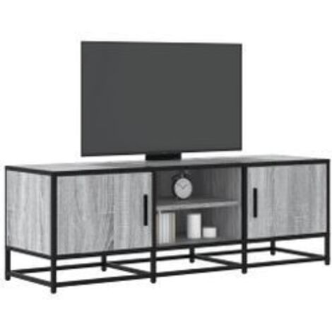 Meuble TV sonoma gris 120x35x41 bois d'ingénierie et métal