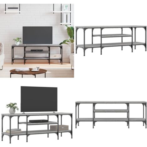 Meuble TV sonoma gris 121x35x45 cm bois d'ingénierie et fer - Meubles Tv - Meuble Tv Industriel - Meuble Télé - Armoire Media - Étagère Murale - Home & Living