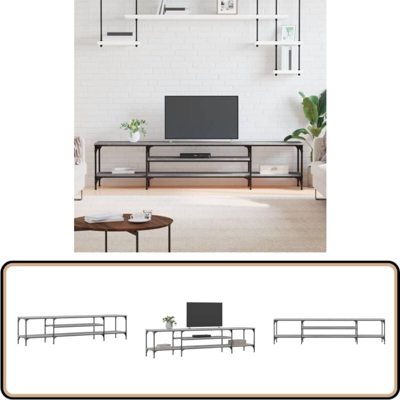 Vidaxl - Meuble tv sonoma gris 201x35x45 cm bois d'ingénierie et fer - Meubles Tv - Meuble Tv Industriel - Meuble Tv Design - Armoire Multimedia