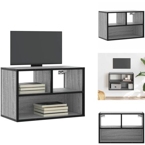 Meuble TV sonoma gris 60x31x39,5 cm bois d'ingénierie et métal - Meuble TV - Meubles TV - Support TV - Meuble HiFi