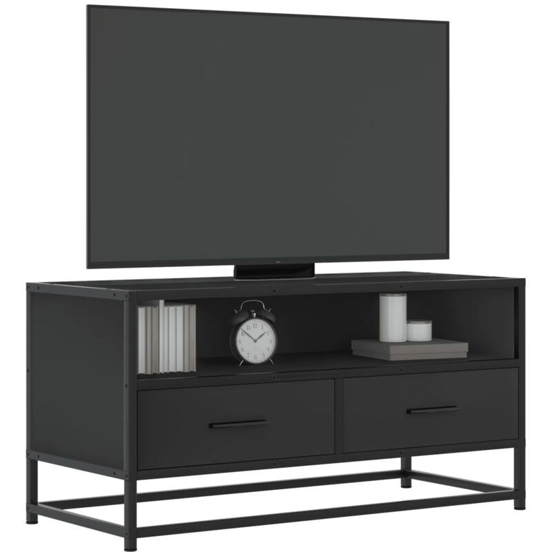 Vidaxl - Meuble tv noir 80x34,5x40 cm bois d'ingénierie et métal