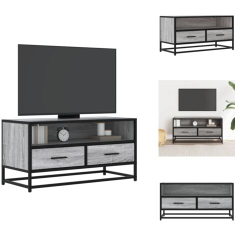 Meuble TV sonoma gris 80x34,5x40 cm bois d'ingénierie et métal - Meuble TV - Meubles TV - Banc TV - Buffet TV