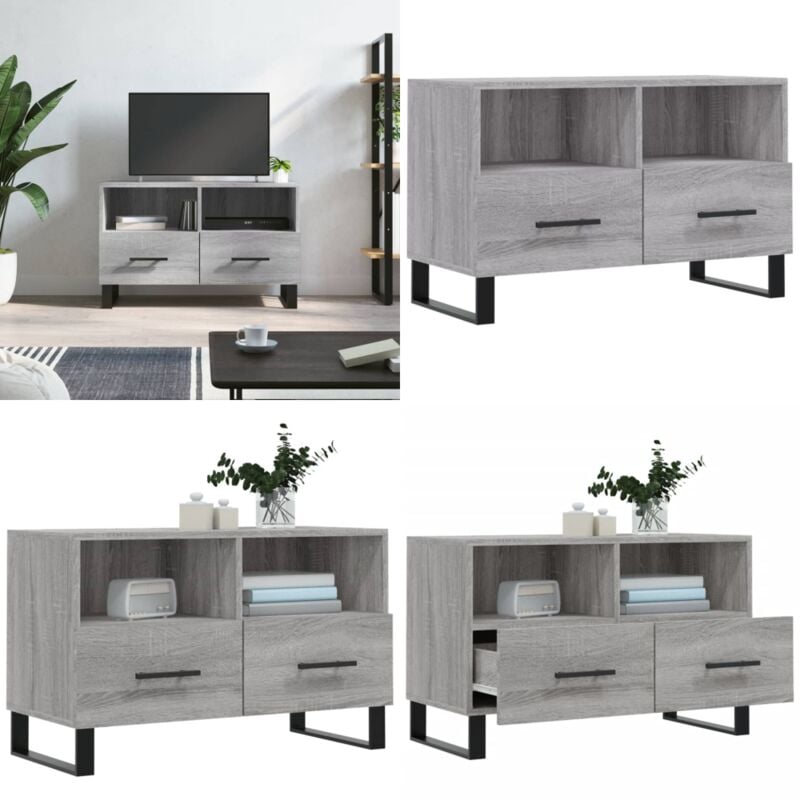 Vidaxl - Meuble tv Sonoma gris 80x36x50 cm Bois d'ingénierie - Meubles Tv - Meuble Téléviseur - Rangement Tv - Meuble Media - Meuble Audiovisuel