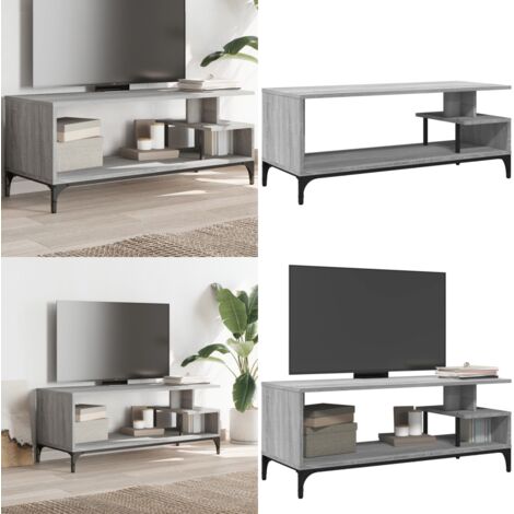 Meuble TV sonoma gris bois ingénierie et acier enduit de poudre - Meubles Tv - Meuble Tv Industriel - Meuble Tv Design - Rangement Tv - Support Tv - Home & Living