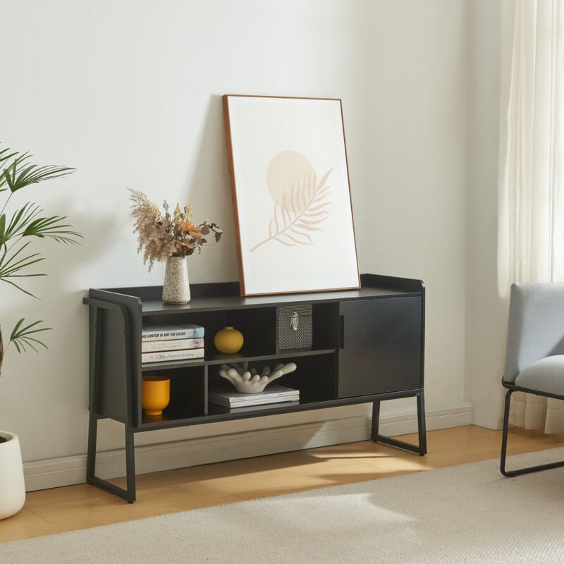 Meuble tv Storfjord 120 x 34 x 63 cm noir [en.casa]