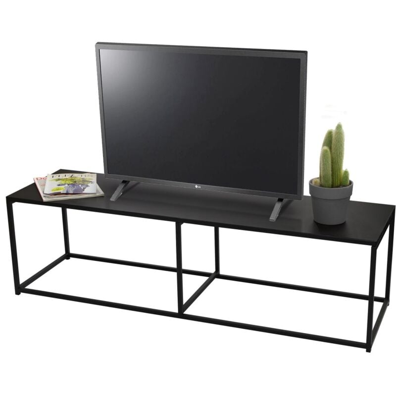 Meublorama - Meuble tv style industriel collection soho - Coloris noir, dimensions 140x40xH40 cm