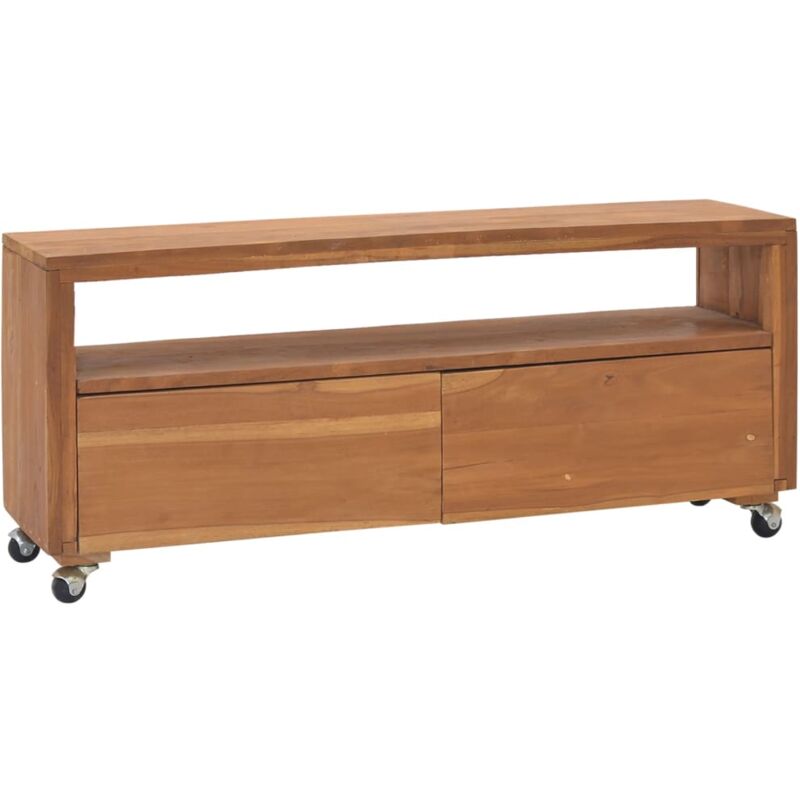 Meuble TV sur roulettes 110x30x40 cm Bois de teck massif