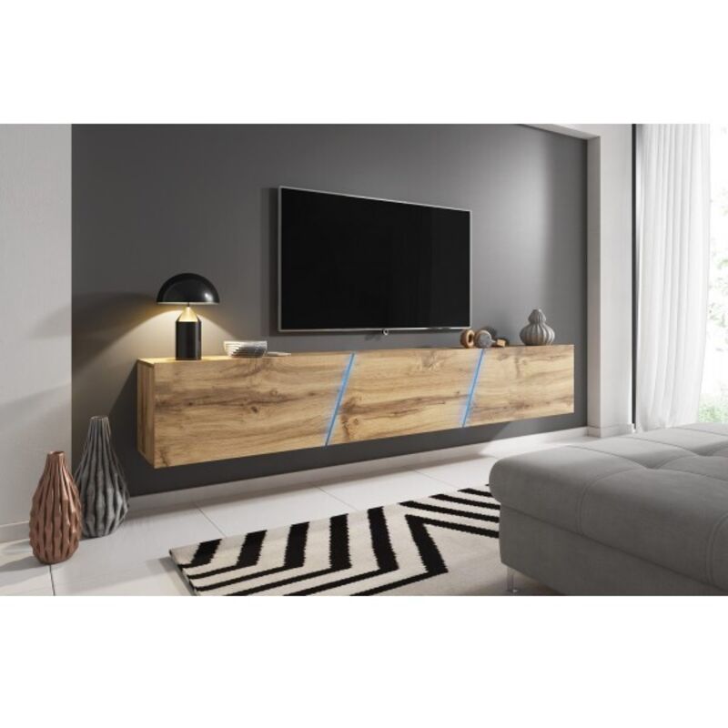 Vivaldi - Meuble tv à suspendre slant 240 avec led rgb 240x40x35 cm-Chêne-Chêne-240 --http://maisondelatendance.com/img/co/1243.jpg- Vivaldi - Meuble tv à suspendre slant 240 avec led rgb 240x40x35 cm-Chêne-Chêne-240 --http://maisondelatendance.com/img/co/1243.jpg-