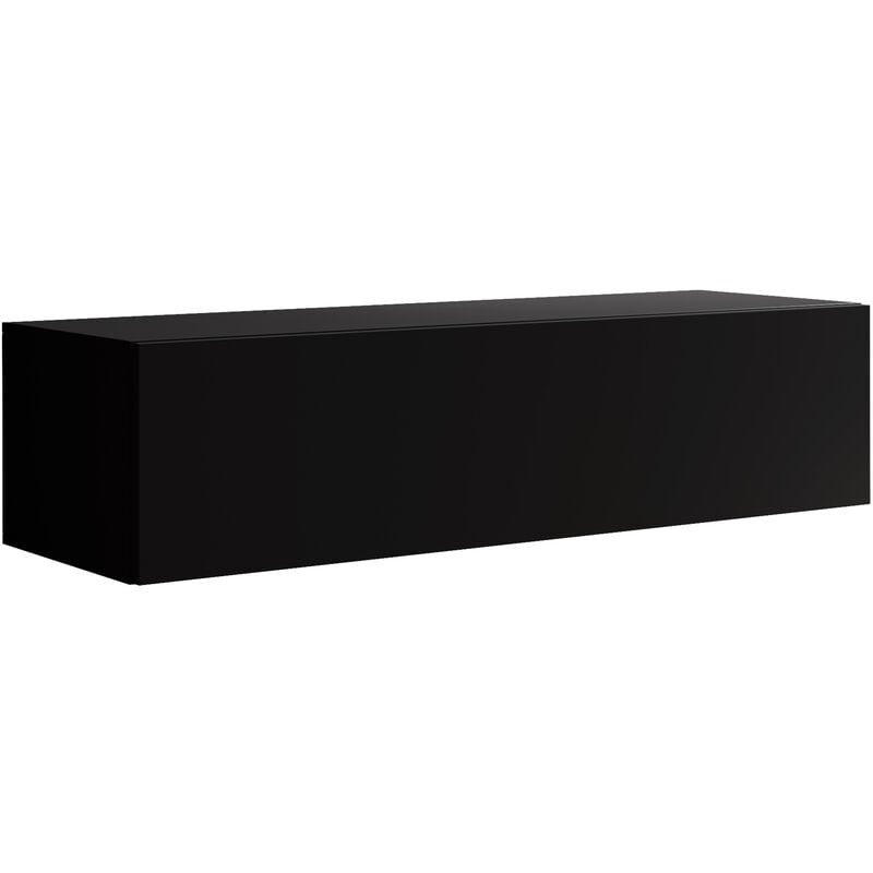 Meuble tv suspendu 1 porte Meuble tv de salon 120x30x40cm Modèle Berit 120x30 Noir Finition brillante