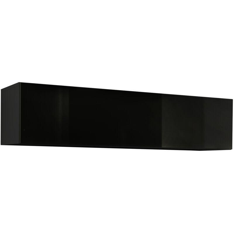Meuble tv suspendu 1 porte Meuble tv de salon 160x30x29cm Modèle Krista H-160 Noir Finition brillante