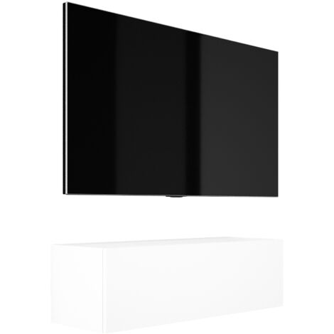 Meuble TV Suspendu, 100 × 34 × 32 cm, Blanc Mat