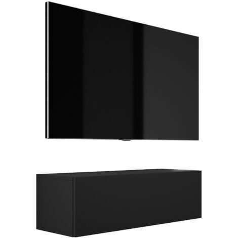 Meuble TV Suspendu, 100 × 34 × 32 cm, Noir Mat