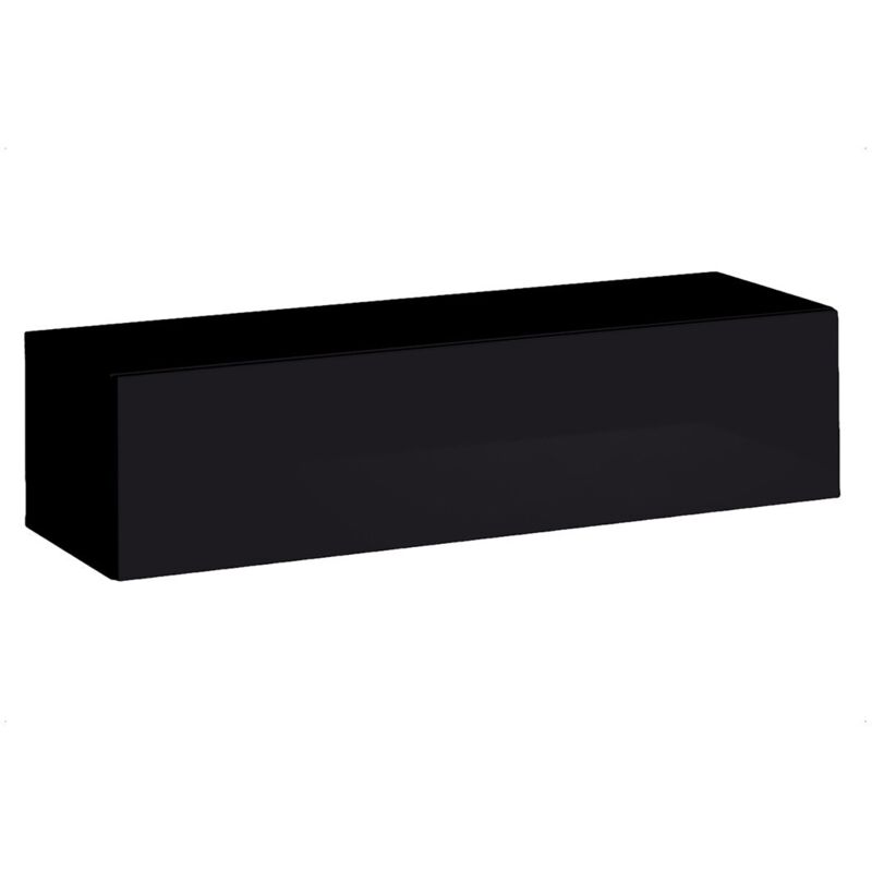 Meuble TV suspendu 120cm coloris noir collection SWITCH. Finitions brillantes.
