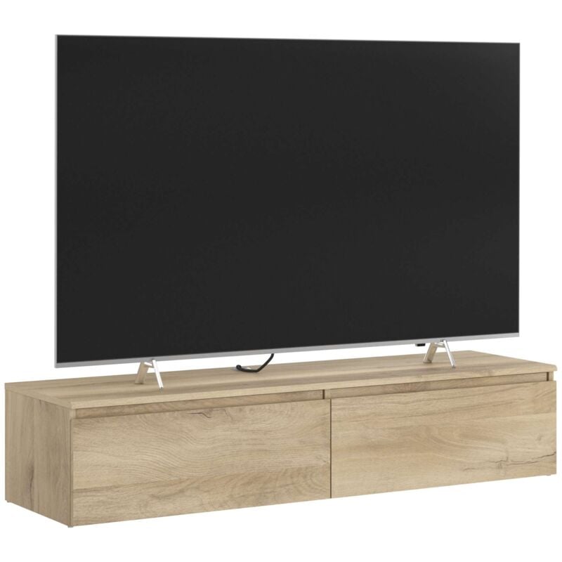 Miroytengo - Meuble tv suspendu 138 cm Erebus mélamine salon coloris chêne Kronberg