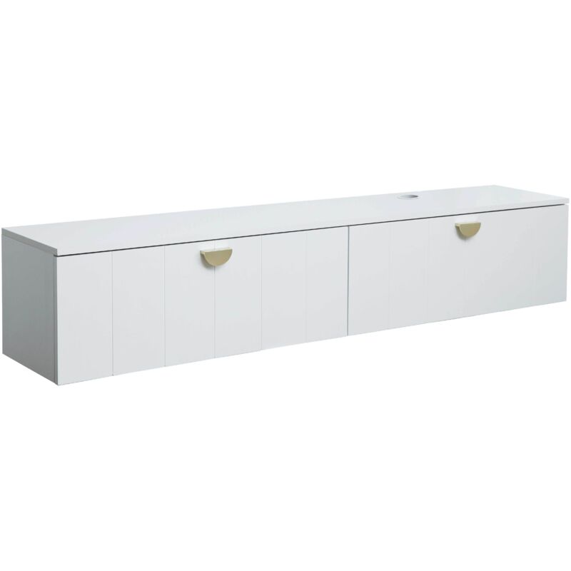Meuble TV suspendu 160 cm moderne blanc