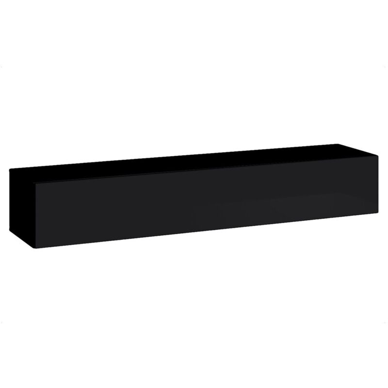 Meuble tv suspendu 180cm coloris noir collection switch. Finitions brillantes.