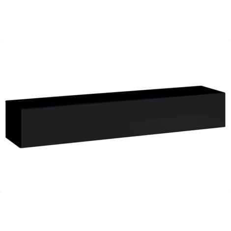 MEUBLORAMA Meuble TV suspendu 180cm coloris noir collection SWITCH. Finitions brillantes.