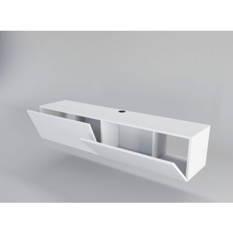 Meuble TV suspendu 2 portes battantes Doky 160cm-Couleur Blanc