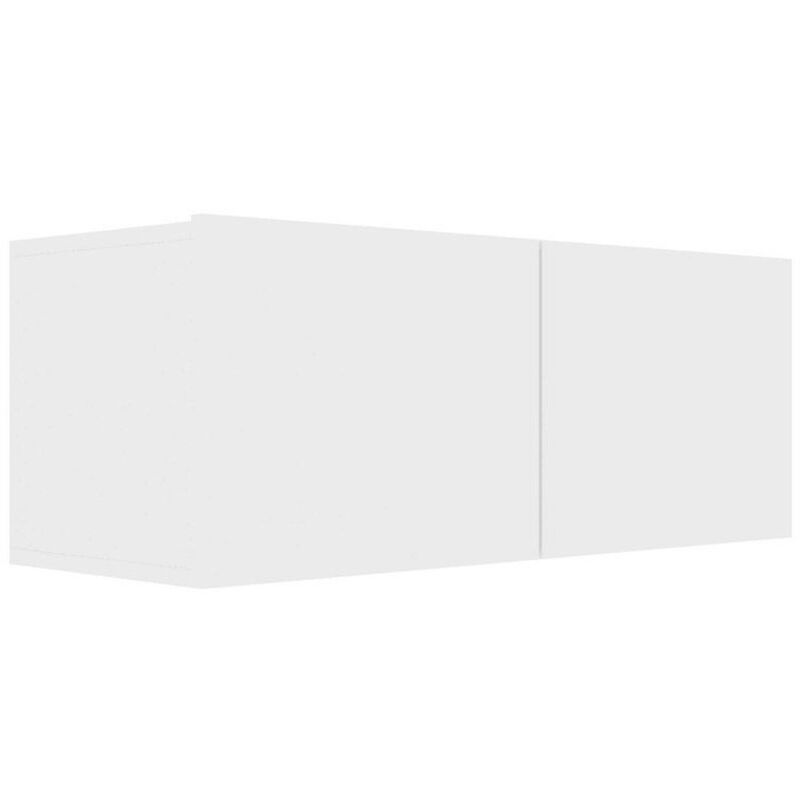Meuble TV suspendu 2 portes bois blanc Oned 80cm Meuble TV suspendu 2 portes bois blanc Oned 80cm