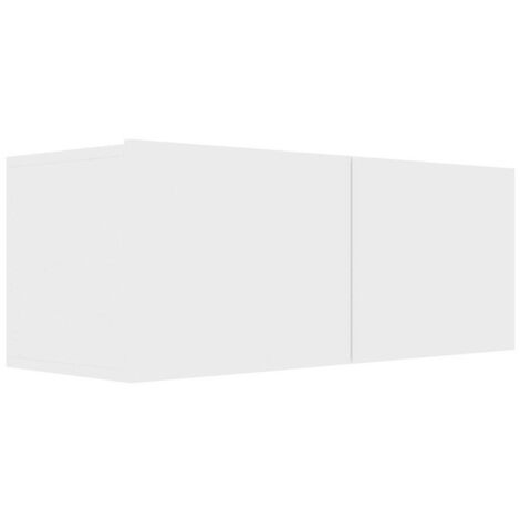 Meuble TV suspendu 2 portes bois blanc Oned 80cm