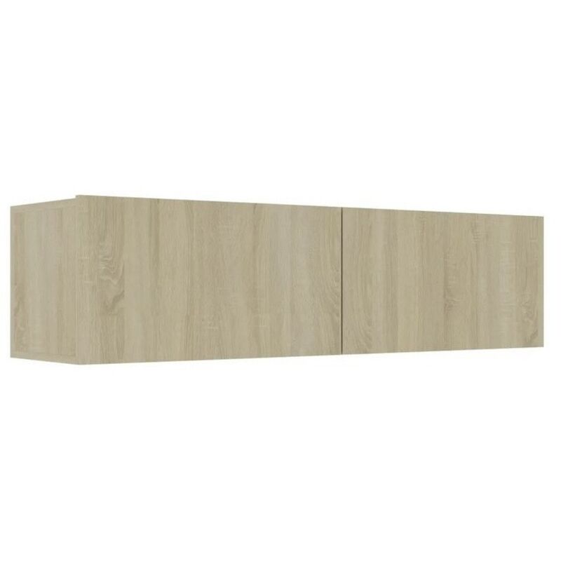 Les Tendances – Meuble TV suspendu 120 cm – 2 portes abattantes en bois MDF décor chêne sonoma clair – Design moderne et épuré pour rangement optimisé Les Tendances – Meuble TV suspendu 120 cm – 2 portes abattantes en bois MDF décor chêne sonoma clair – Design moderne et épuré pour rangement optimisé