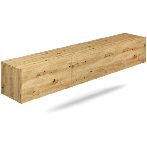 Meuble TV suspendu 3 portes 180x35x29,6 cm chêne clair - DALLYN