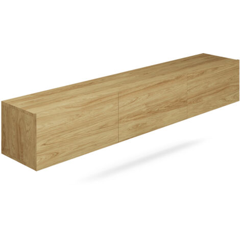 Meuble TV suspendu 3 portes 180x35x29,6 cm chêne - DALLYN