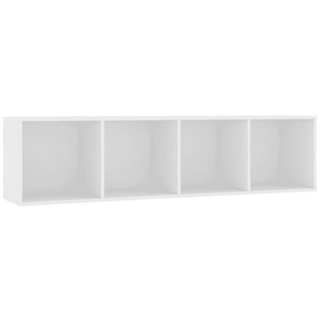 Meuble TV suspendu 4 niches bois blanc Neone 143cm