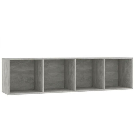 Meuble TV suspendu 4 niches bois gris effet béton Neone 143cm
