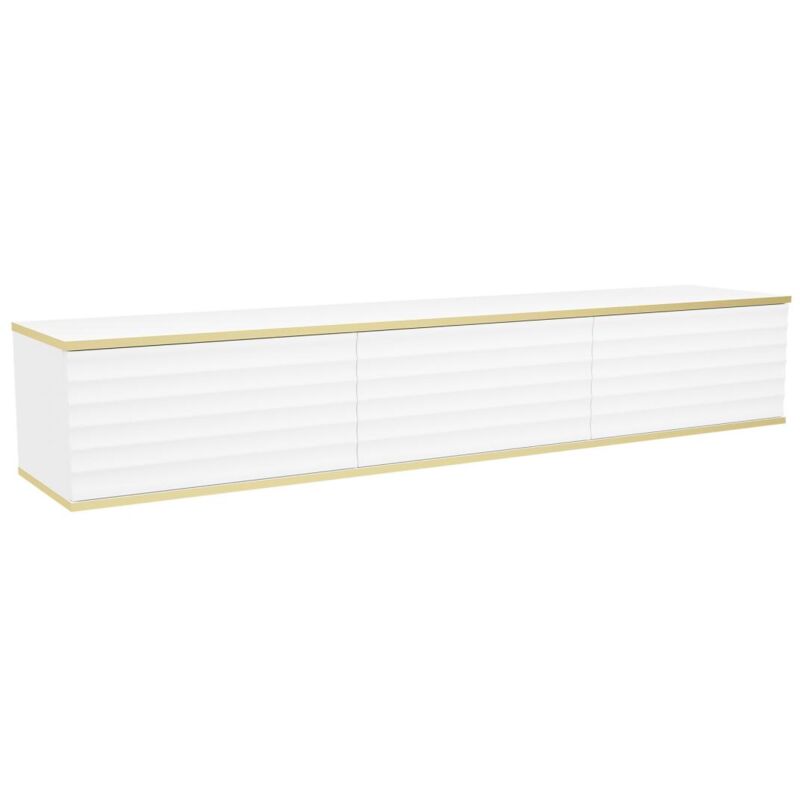 Meuble tv suspendu avec 3 portes en mdf - Blanc et Doré - alesar de Pascal Morabito
