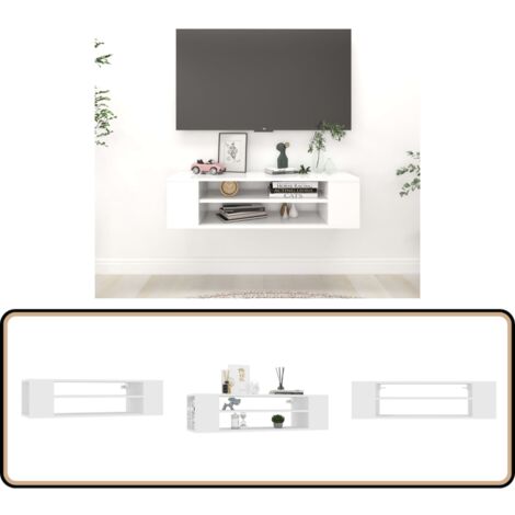 Meuble TV suspendu Blanc 100x30x26,5 cm Bois d’ingénierie - Meubles Tv Suspendus - Meuble Tv Blanc - Meuble Tv Design - Étagère Murale - Rangement Tv