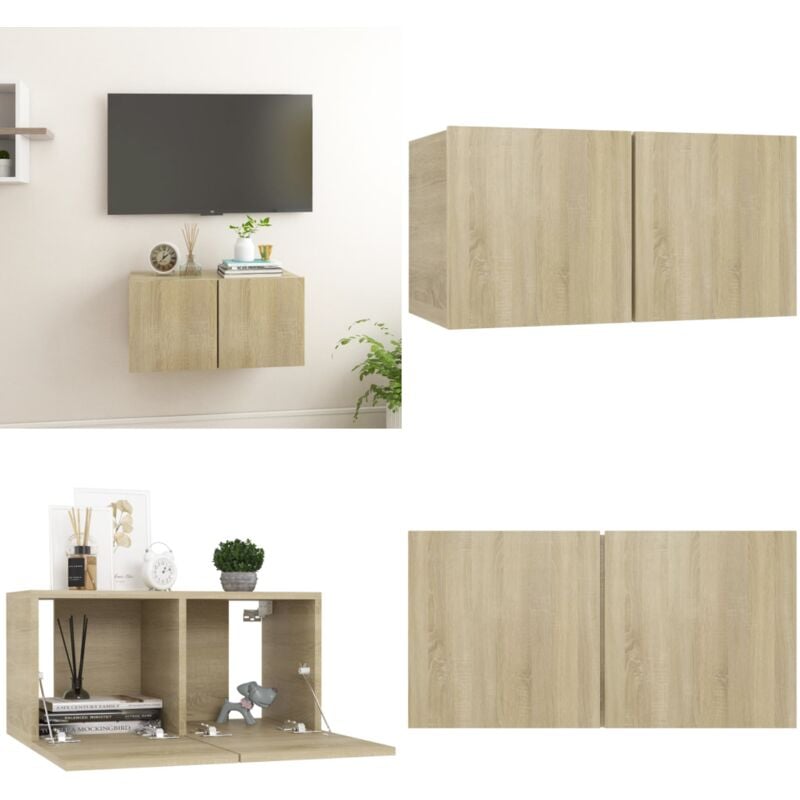 Vidaxl - Meuble tv suspendu Chêne sonoma 60x30x30 cm - Meuble Tv Mural - Meuble Tv Suspendu - Rangement Tv - Unit Tv Murale - Étagère Tv - Home &