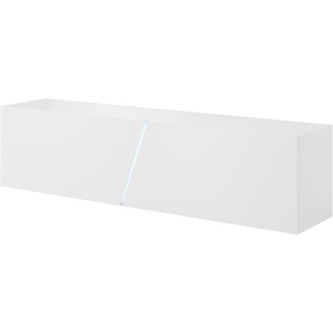 Meuble TV suspendu design SPEED, 160 cm, 1 porte, coloris blanc avec LED intégrée. - Blanc