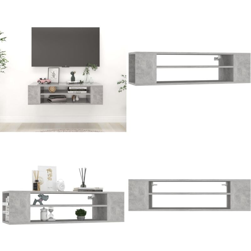 Vidaxl - Meuble tv suspendu Gris béton 100x30x26,5 cm Bois d'ingénierie - Meuble Tv Suspendu - Meuble Tv Gris - Meuble Tv Design - Meuble Tv Moderne