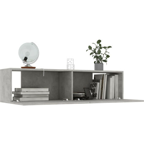 Meuble TV suspendu Gris béton 120x30x30