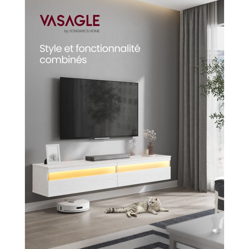 Meuble TV Suspendu, Meuble TV Mural, Étagère Murale pour Salon, Adapté à Divers Téléviseurs, Table TV, pour Salon, Style Moderne, 178 x 35 x 30 cm,