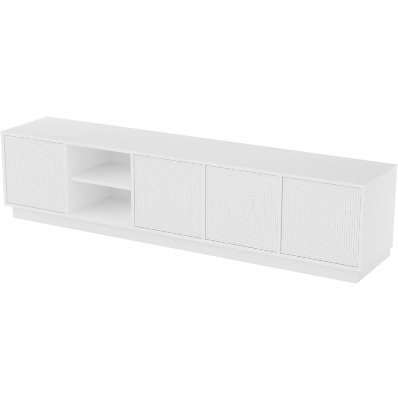 Vente-unique - Meuble tv suspendu ou à poser avec 4 portes et 2 niches en mdf - Blanc - mezulia