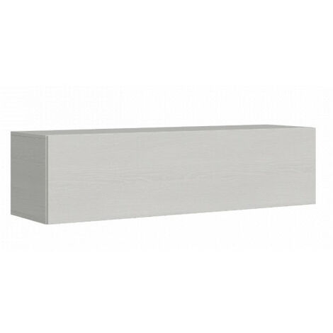 Meuble TV suspendu porte battante frêne blanc Ela L 154cm