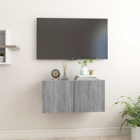 Meuble TV suspendu pour Salon - Armoire TV Sonoma gris 60x30x30 cm Bois d'ingénierie BV114101 - BonneVie