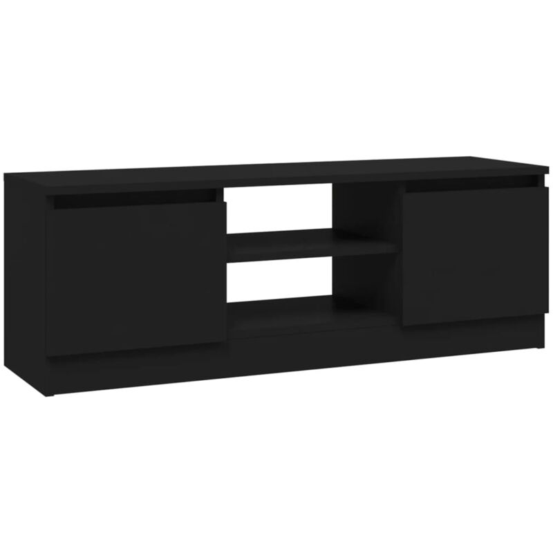 Meuble tv, Étagère tv, Meuble de Salon, Moderne avec porte Noir 102x30x36 cm OIB2118E - Noir
