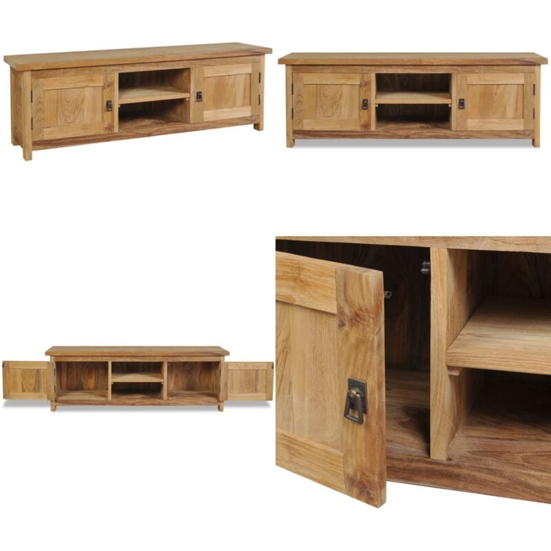 Vidaxl - Meuble tv teck massif 120x30x40 cm - Meuble Tv - Meuble Colonial - Meuble Teck - Meuble Rangement - Meuble Audiovisuel - Home & Living