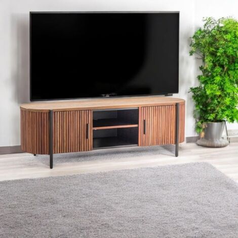 Meuble TV teck recyclé côtés arrondis TRANI