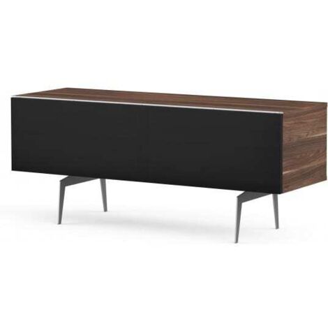 Meuble TV tissu acoustique et bois foncé pieds métal Darwin 120 cm
