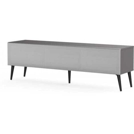 Meuble TV tissu acoustique et mélaminé gris Helsinborg 160 cm