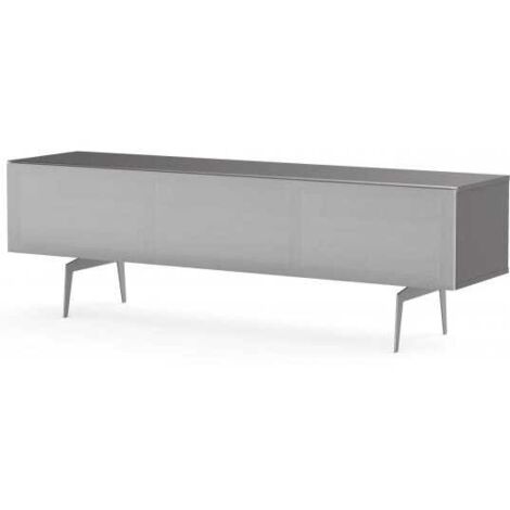 Meuble TV tissu acoustique et mélaminé gris pieds métal Adelaide 160 cm