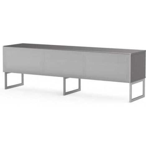 Meuble TV tissu acoustique et mélaminé gris pieds métal Venezia 160cm