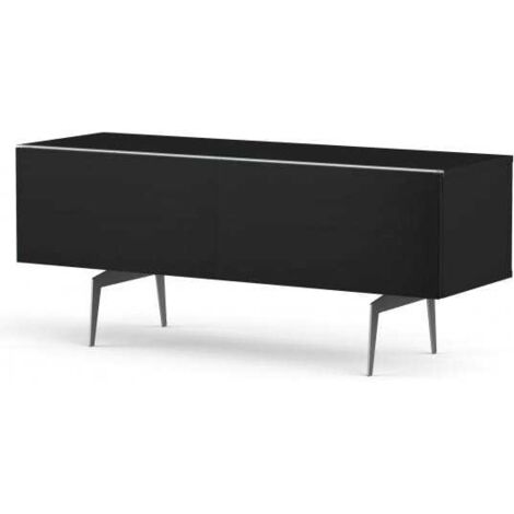 Meuble TV tissu acoustique et mélaminé noir pieds métal Cairns 120 cm